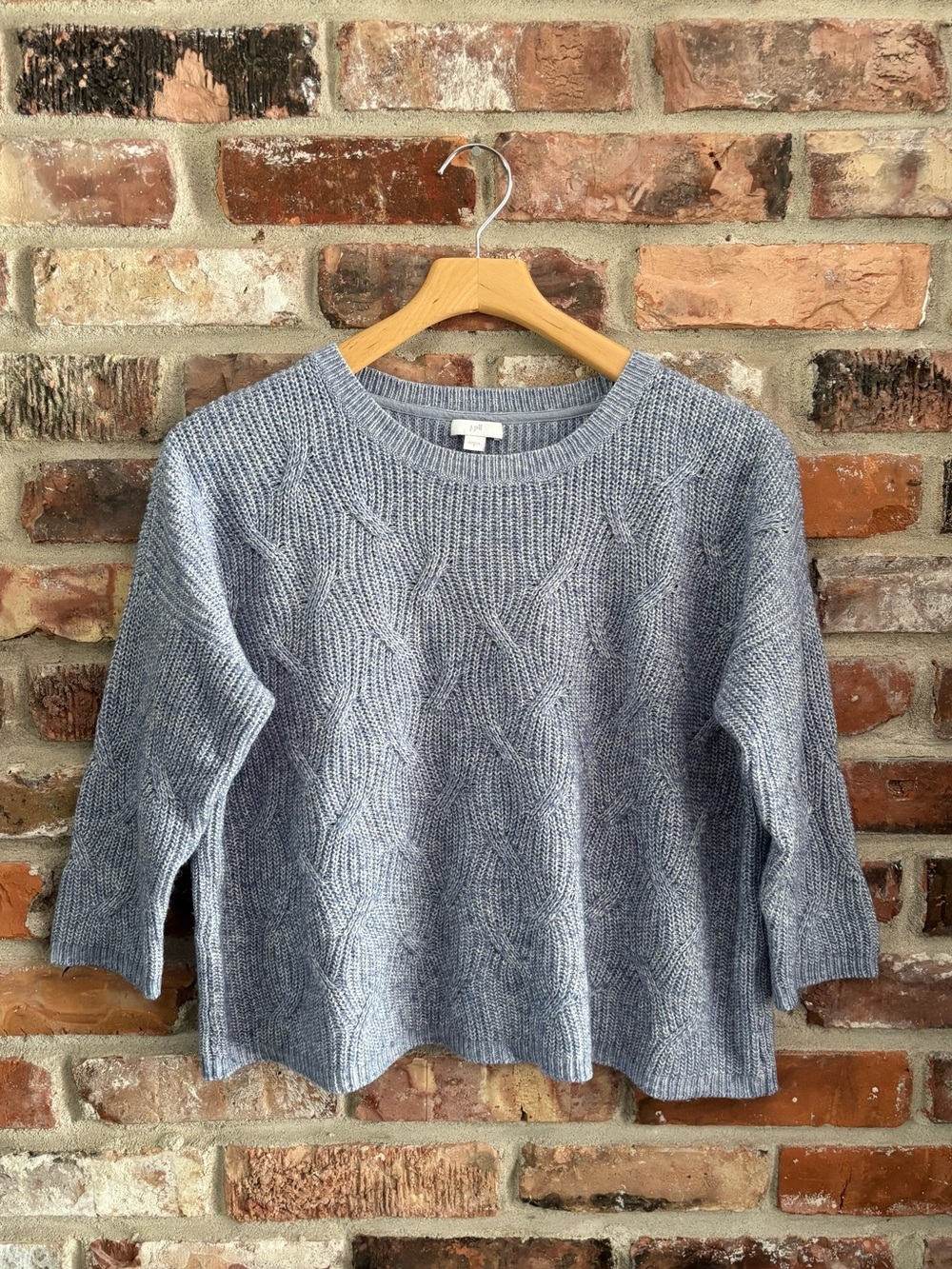 J. Jill Blue Boxy Cable Knit Sweater, S